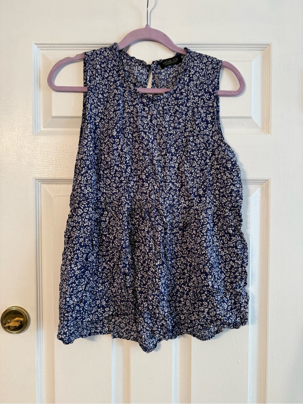 Rachel Zoe Navy Blue Floral Sleeveless Blouse